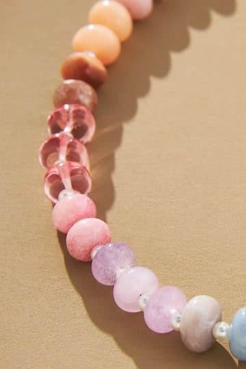 NATURAL AGATE GLASS SEMI PRECIOUS BEAD NECKLACE | 80N896: 3C - Lulu Bella Boutique