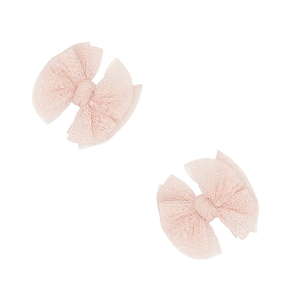 Baby Bling® 2-Pack Tulle Baby FAB® hair bow clips: Pleated Oatmeal