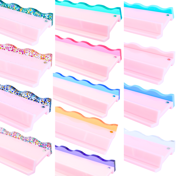 MAHJONG RACK PUSHER ADD ON-MAGNETIC | Premium Acrylic Set(4): Transparent-Wavy-Blue