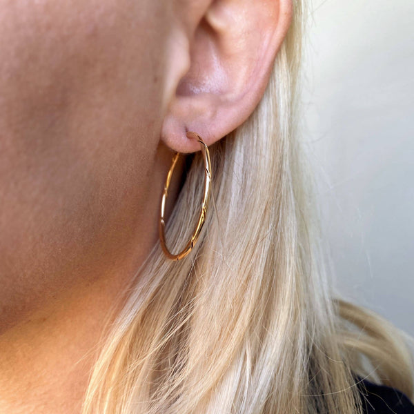 18k Gold Filled Continuous Twisted Tube Hoop Earrings Endless Style: 35mm - Lulu Bella Boutique