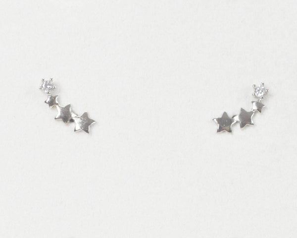 E066 star stud earrings, silver stud, star earring, climber