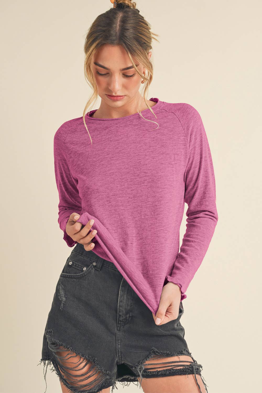 8288DN Gwen Baby Long Sleeve Top 3: Berry / Contemporary / S - Lulu Bella Boutique