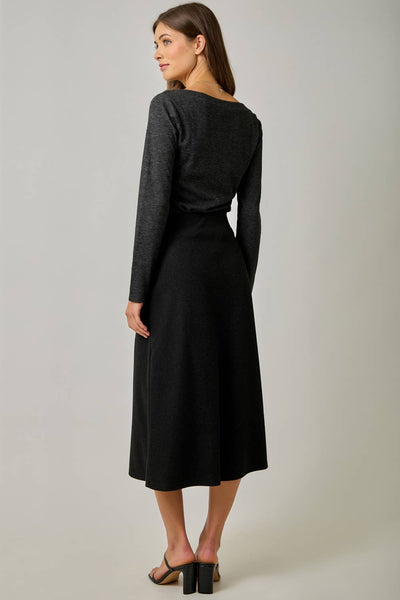 Essential Wool Blend Midi Skirt: Black
