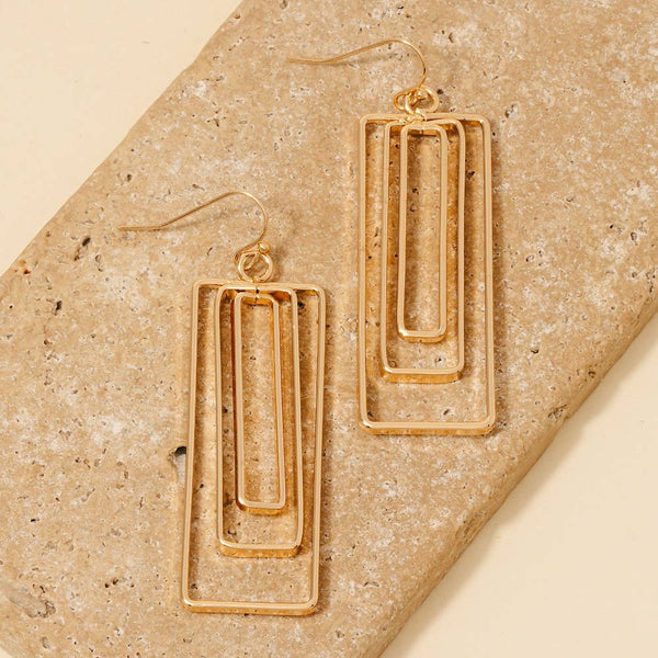 Layered Rectangle Dangle Earrings: RH - Lulu Bella Boutique