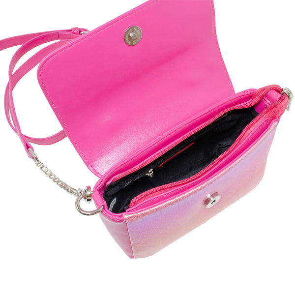 Shiny Baguette Heart Handbag: Hot Pink