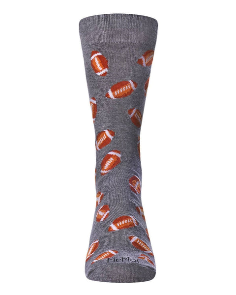 MeMoi Football Bamboo Blend Men's Crew Socks: Black / 10 13