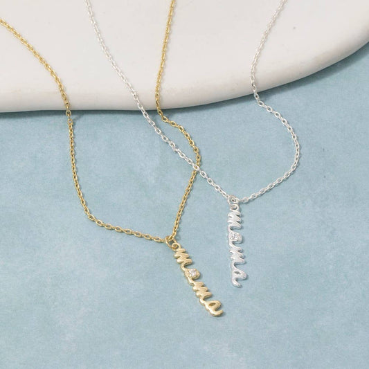 14K Gold Dipped Mama Script Pendant Necklace: GD - Lulu Bella Boutique