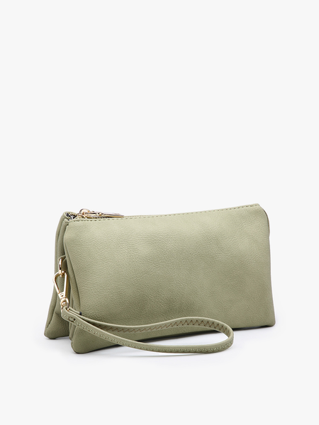 M013 Riley Monogrammable 3 Compartment Crossbody/Wristlet: Earth Grey - Lulu Bella Boutique