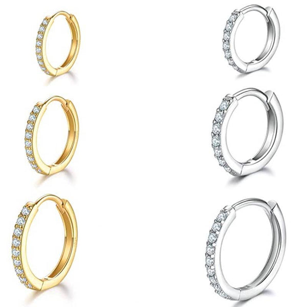 E172 paved dainty huggie hoop earrings: 12mm - Lulu Bella Boutique