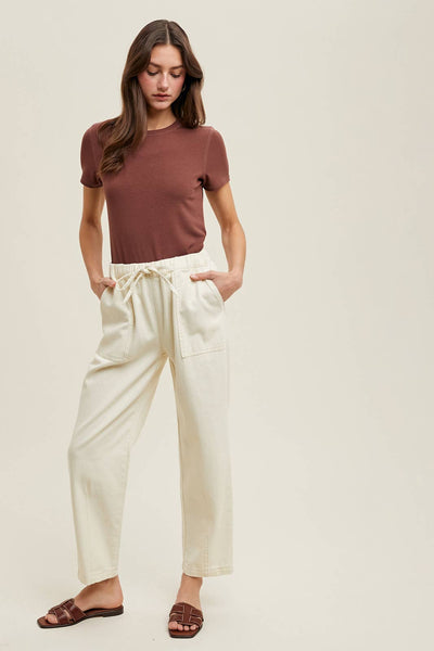RIBBED KNIT BASIC T-SHIRT: ESPRESSO - Lulu Bella Boutique