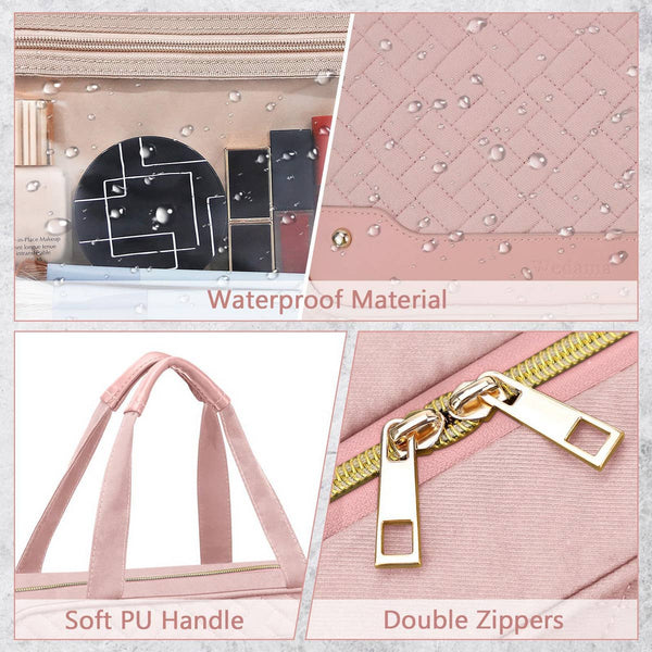 WOMEN HANGING TRAVEL TOILETRY BAG_CWAB2352: Pink / (OS) 1 - Lulu Bella Boutique