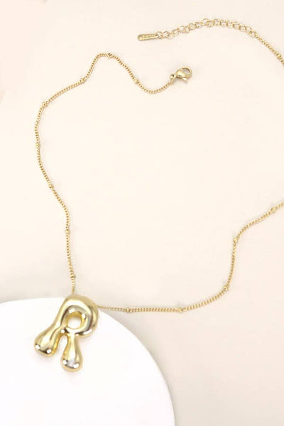 STAINLESS STEEL BALLOON BUBBLE INITIAL NECKLACE | 40NK316: P