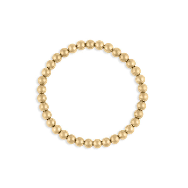 14K Gold Filled PLUS™ Metal Bead Stretch Bracelet: Gold / 6mm