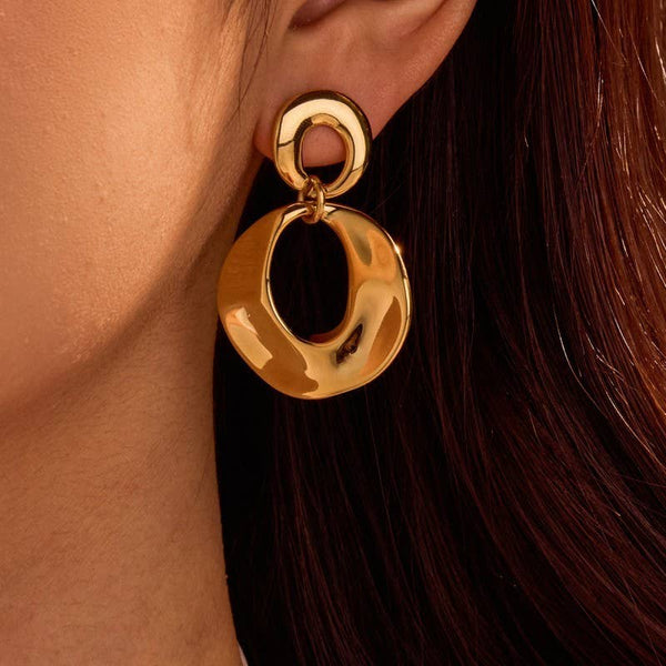 18K Stainless Steel Tarnish Free Drop Earrings | 40E497: GOLD - Lulu Bella Boutique