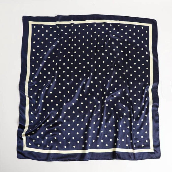 LARGE POLKA DOT PRINT BANDANA SCARF: NAVY