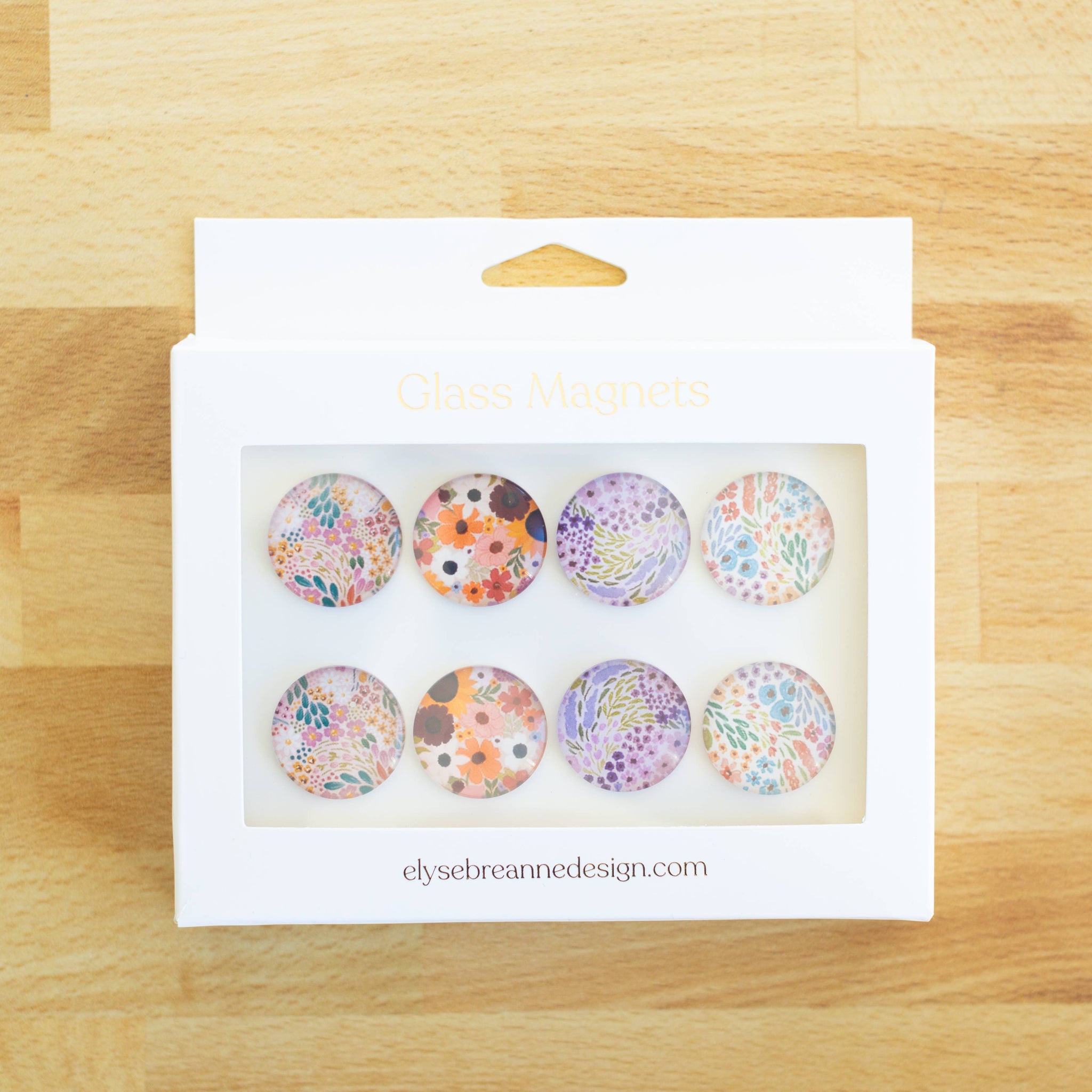 Glass Magnets, Box Set of 8 Floral Magnets: Summer Tones - Lulu Bella Boutique