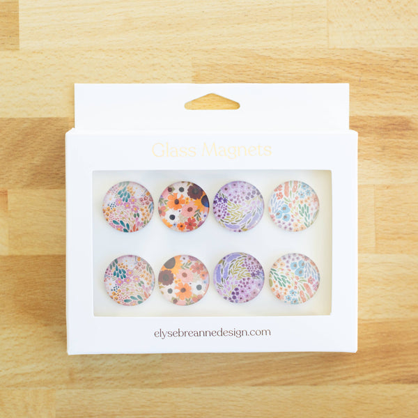 Glass Magnets, Box Set of 8 Floral Magnets: Fall Tones - Lulu Bella Boutique