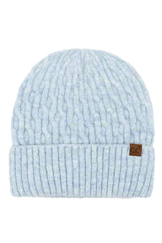 C.C Chain Link Cable Cuff Beanie: Blue