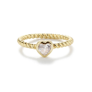 Gold-Plated Baby Ring - Silver Twisted Band w/Clear Heart: 2