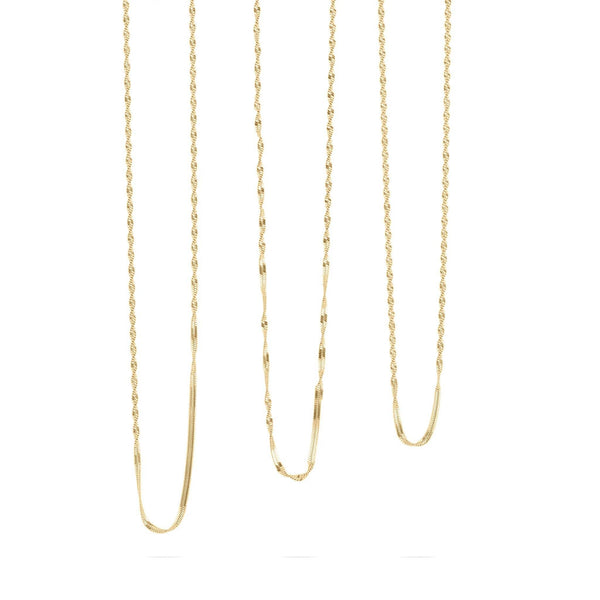 14K Gold Filled Plus™ Singapore Chain Necklace: Gold / 16"+2"