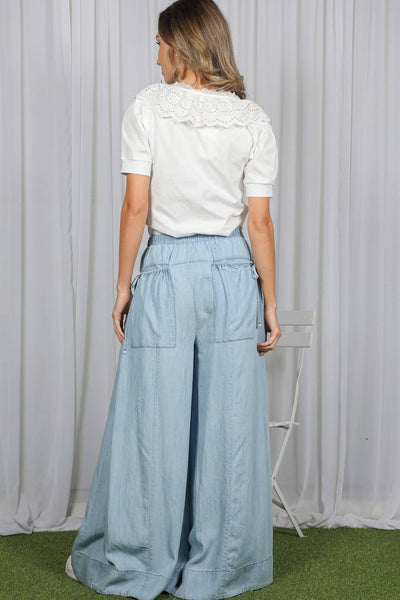 Scallop Edge Eyelet Lace Accent 100%Cotton Blouse VT83344   : Off White / S - Lulu Bella Boutique