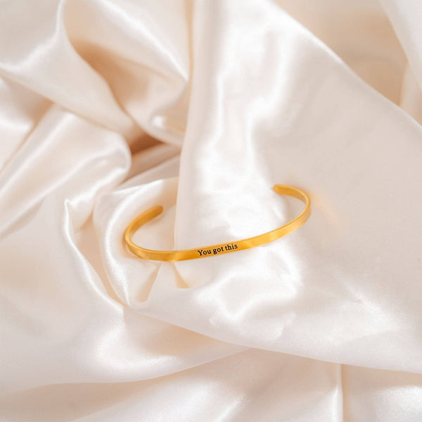 18K Gold PVD You Got This Engraved Bangle Bracelet: Gold