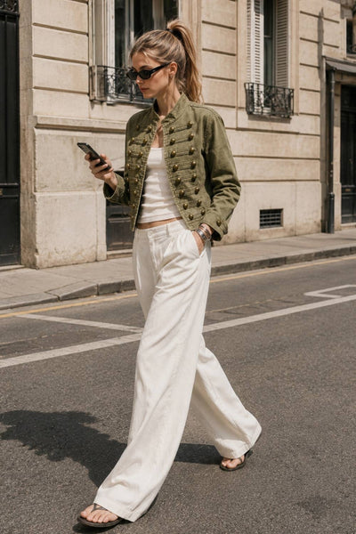 Olive Washed Cropped Jacket