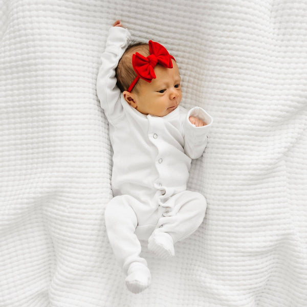 Baby Bling® Baby FAB® Skinny soft nylon bow headband: Dusty Blue - Lulu Bella Boutique