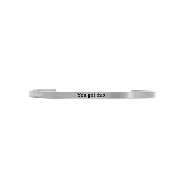 18K Gold PVD You Got This Engraved Bangle Bracelet: Gold