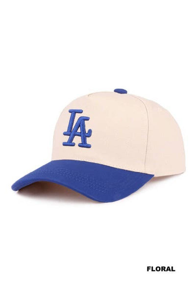 La City Logo Two Tone Canvas Cotton Cap: DK FOREST / 1 (ONE SIZE) - Lulu Bella Boutique