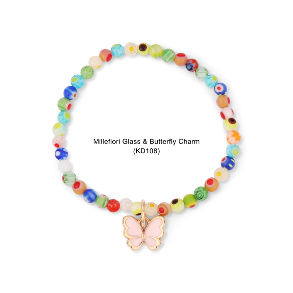 Kids Corded & Colorful Bracelets | Tie + Stretch: Pink Clay & Rose Quartz Rock Chip (KD107) - Lulu Bella Boutique