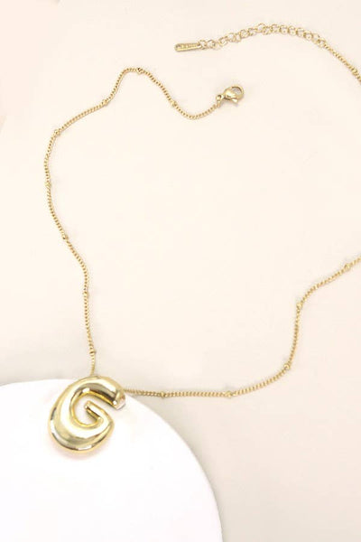 STAINLESS STEEL BALLOON BUBBLE INITIAL NECKLACE | 40NK316: F