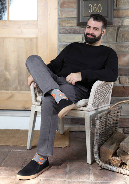 MeMoi Football Bamboo Blend Men's Crew Socks: Black / 10 13