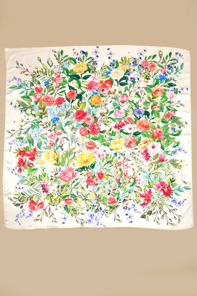 LARGE FLORAL PRINT BANDANA SCA: White