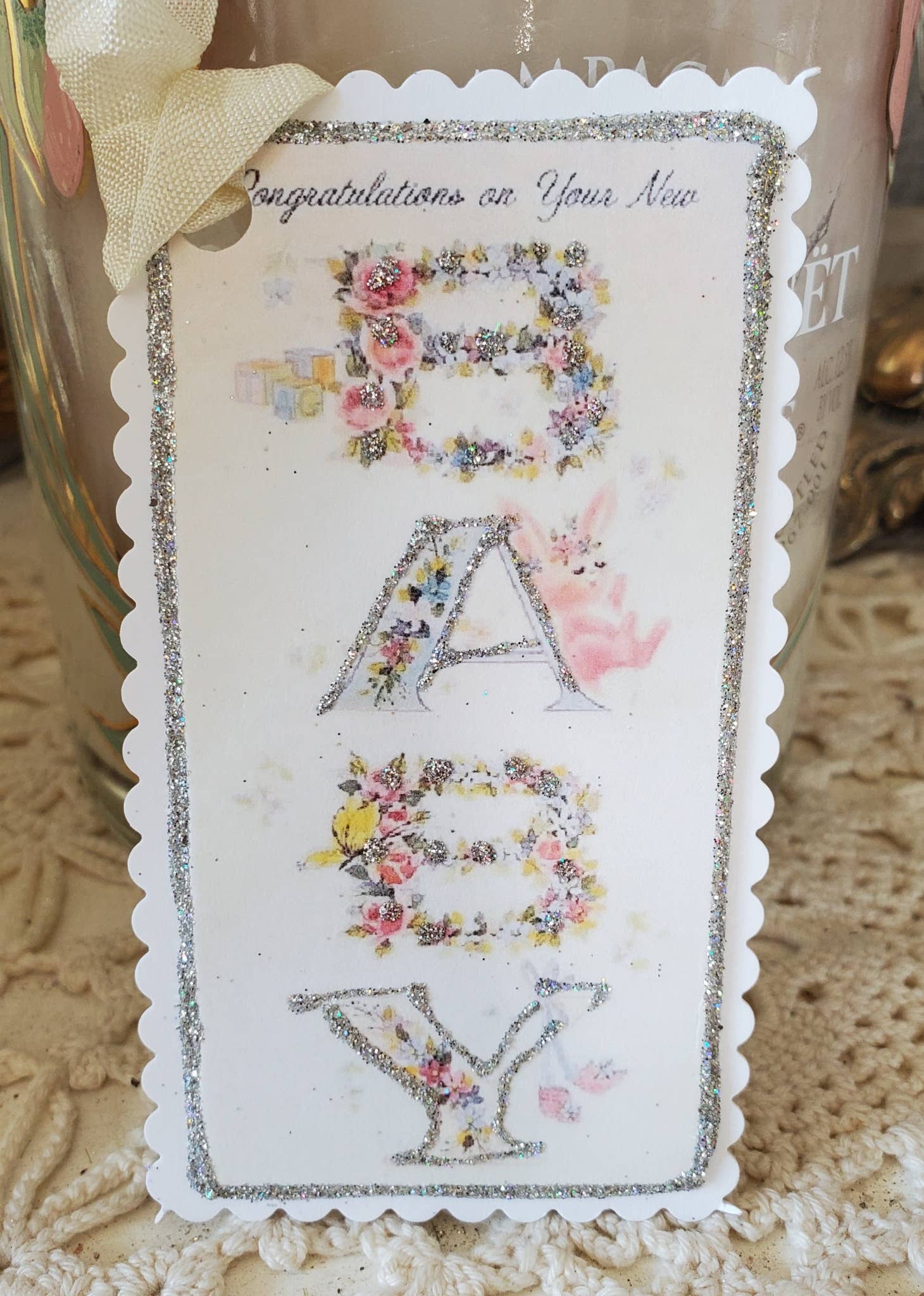 Vintage Congratulations Baby Gift Tag Keepsake - Lulu Bella Boutique