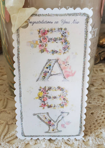 Vintage Congratulations Baby Gift Tag Keepsake - Lulu Bella Boutique