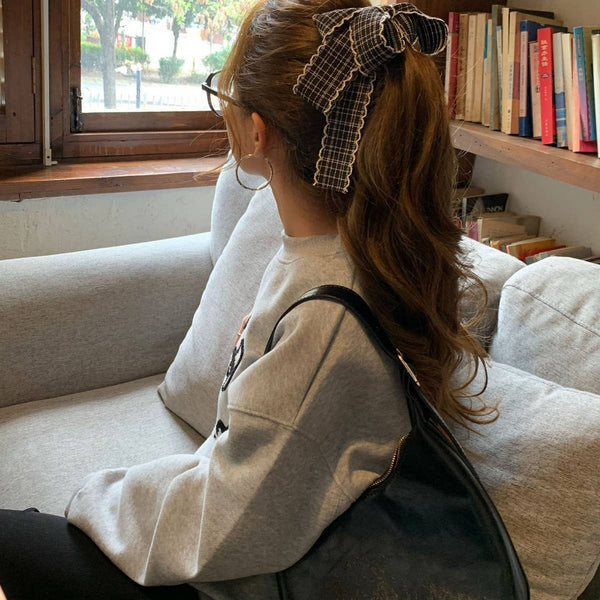 Plaid Bow Banana Clip Elegant Updo Hair Clip_CWAHA07932: CARAMEL / (OS) 1 - Lulu Bella Boutique