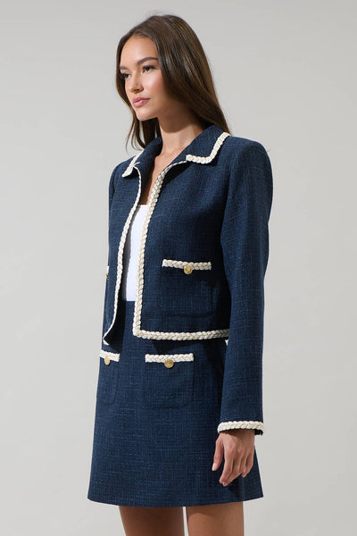 Persis Floss Tweed Blazer: Navy