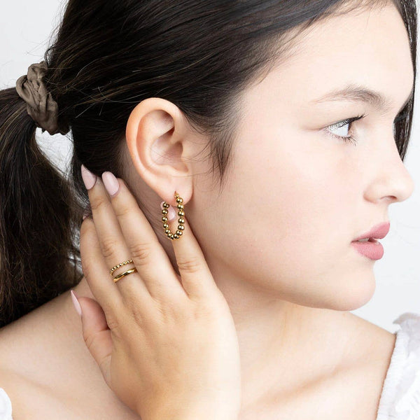 14K Gold Filled PLUS Circle Ball Hoop Earrings: Gold