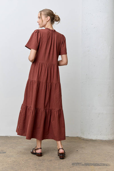 CROSS STITCH MAXI DRESS: BURGUNDY / S - Lulu Bella Boutique