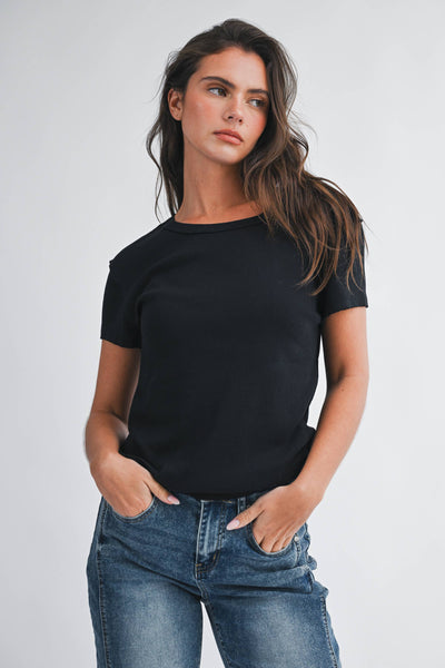 8599HK Essential Soft Crewneck Tee: Black / Contemporary / S - Lulu Bella Boutique