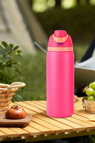 32oz Snap Lid Insulated Stainless Steel Bottle :HOT PINK
