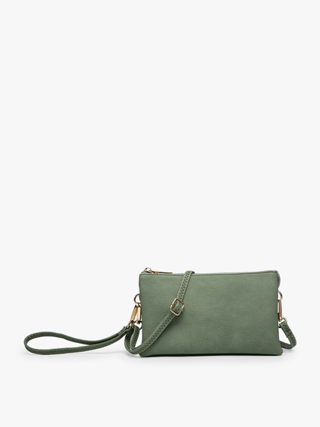 M013 Riley Monogrammable 3 Compartment Crossbody/Wristlet: Earth Grey - Lulu Bella Boutique