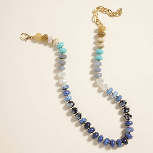 Gradient Multi Beaded Necklace: Blue - Lulu Bella Boutique