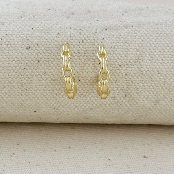 18k Gold Filled Chain C-Hoop Earrings - Lulu Bella Boutique