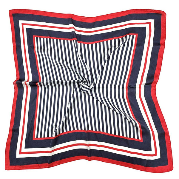 Classic Border Versatile Striped Print Square Scarf
