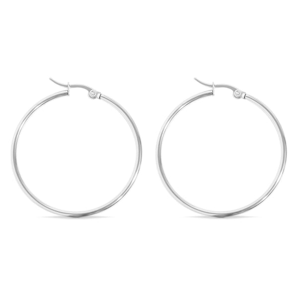 18K Gold PVD Stainless Steel Round Tube Hoop Earrings: Gold / 40mm