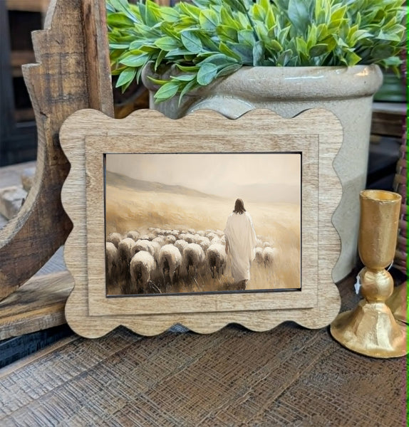 Scallop Jesus Sheep Framed Canvas Art