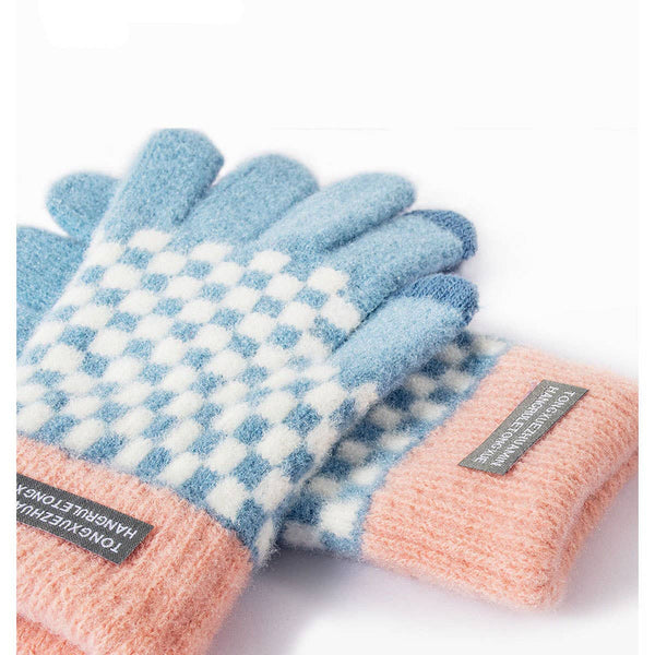 Fashion Plaid Gloves – Thick Warm Touchscreen_CWAG0187: Pink / (OS) 1 - Lulu Bella Boutique
