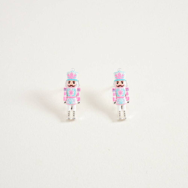 1 In Enamel Christmas Nutcracker Floral Print Post Earrings: Light Pink / ONE